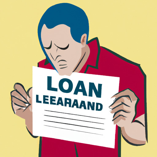 איור של אדם במצוקה המחזיק בהודעת 'דחיית הלוואה'